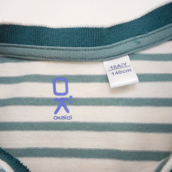 Okaidi Boys Short Sleeve Shirt French Striped Tee size 140 cm US 10 Years Cotton - Picture 6 of 10